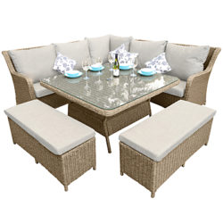 LG Outdoor Saigon Heritage High Back Modular Dining Set, Natural